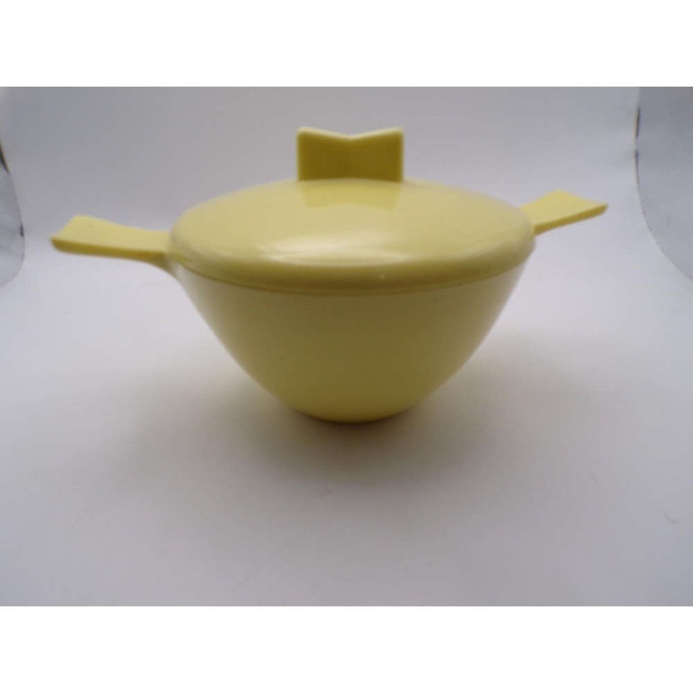 Vintage Melmac Yellow Lidded Sugar Bowl Mid Century Modern Covered Dish READ